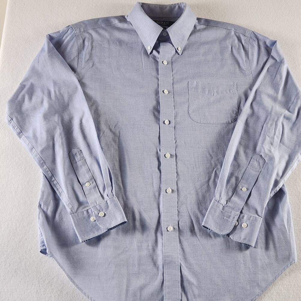 Lauren Ralph Lauren Shirt Mens 16.5 34/35 Blue Classic Fit Non Iron Pocket